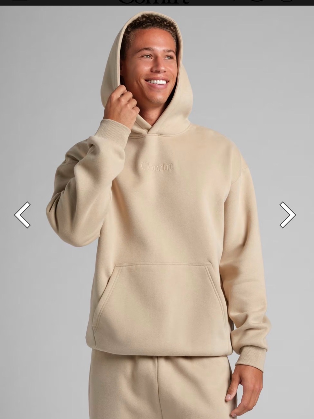 Comfrt Signature Hoodie, Almond, Size L